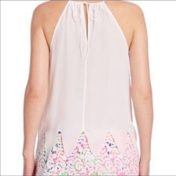 Lilly Pulitzer S Silk Resort White Ivory Diem Sleeveless Top with Lace - Picture 5 of 16